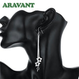 925 Silver Star Long Chain Drop Earrings For Women