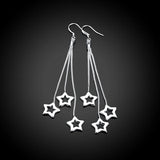 925 Silver Star Long Chain Drop Earrings For Women