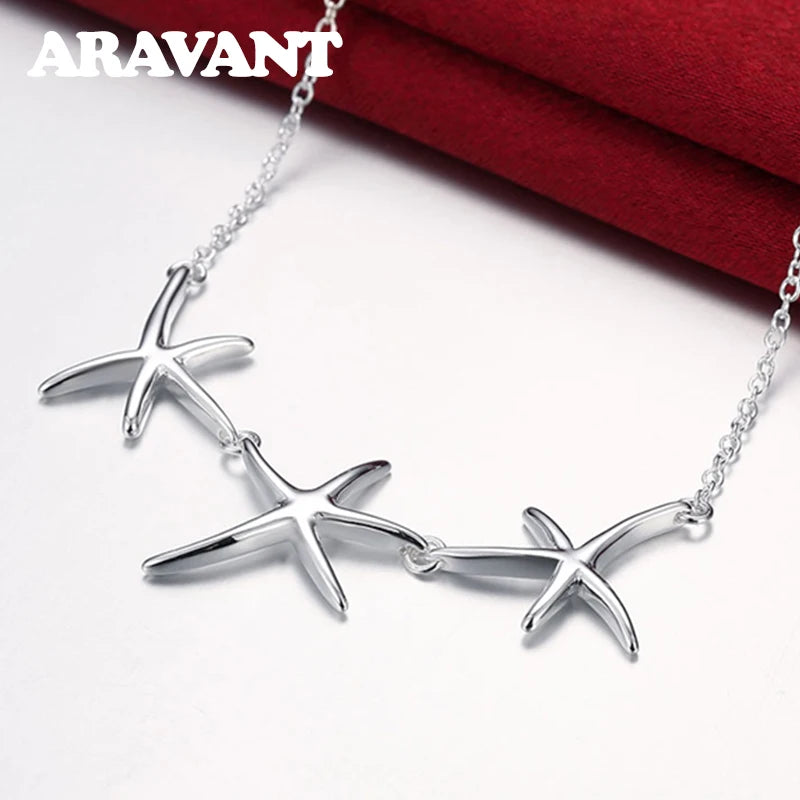925 Silver Star Pendants Necklaces Women Wedding Necklace Jewelry