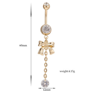 925 Silver Belly Button Clear Diamond Bezel Piercing Navel Ring