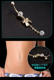 925 Silver Belly Button Clear Diamond Bezel Piercing Navel Ring