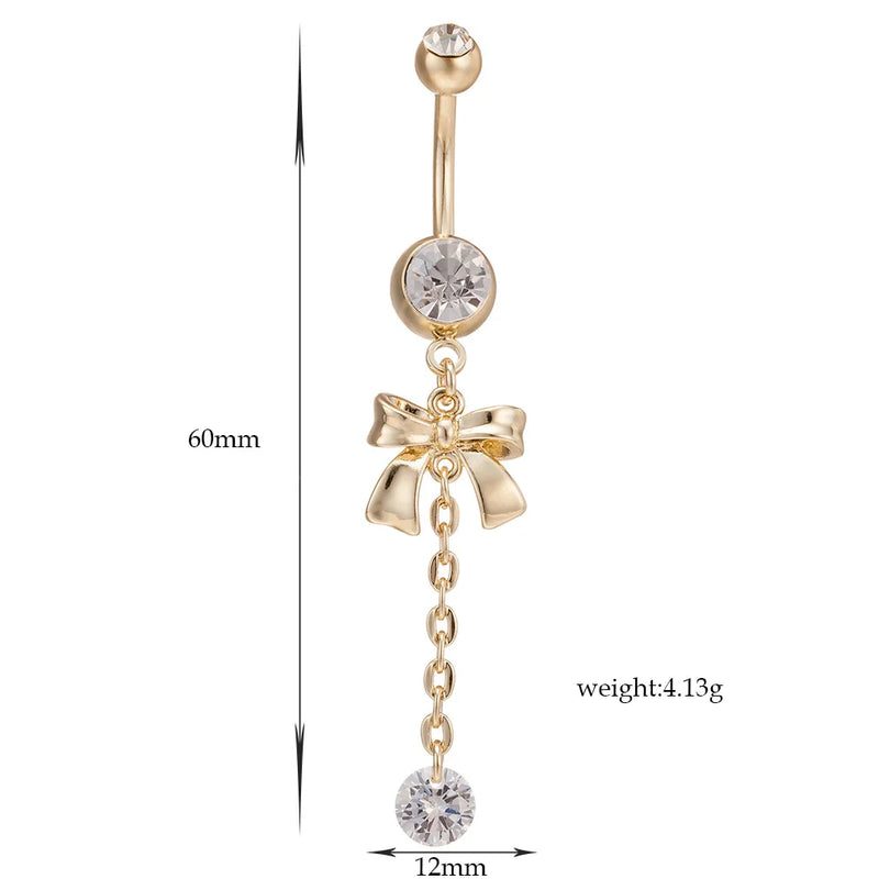 925 Silver Belly Button Clear Diamond Bezel Piercing Navel Ring