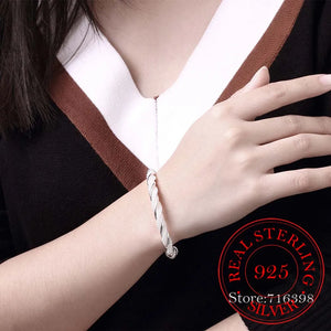 925 Silver Mesh Braided Bracelet Bangle Chain Wristband