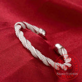 925 Silver Mesh Braided Bracelet Bangle Chain Wristband