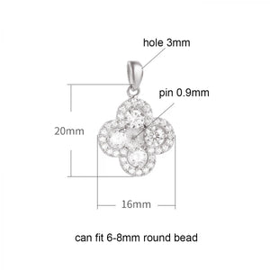 925 Silver Sterling Zircon Flower Pendants for DIY Jewellery Making