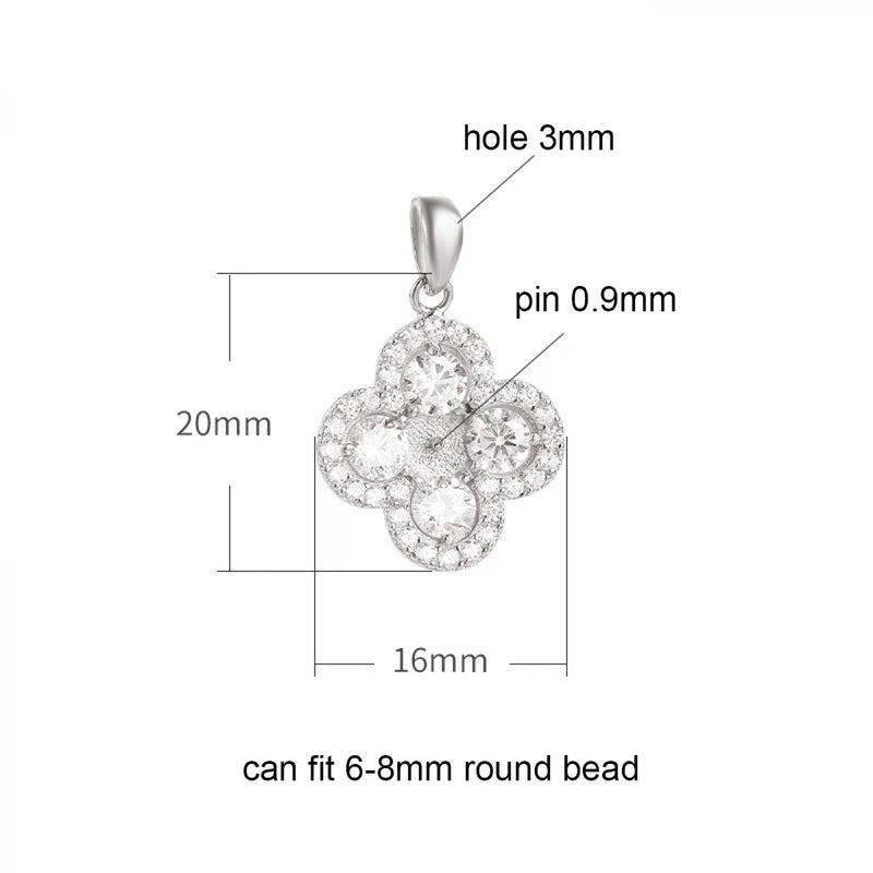 925 Silver Sterling Zircon Flower Pendants for DIY Jewellery Making