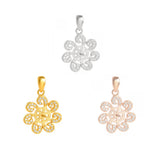 925 Silver Sterling Zircon Flower Pendants for DIY Jewellery Making