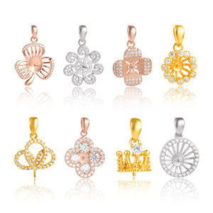 925 Silver Sterling Zircon Flower Pendants for DIY Jewellery Making