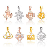 925 Silver Sterling Zircon Flower Pendants for DIY Jewellery Making
