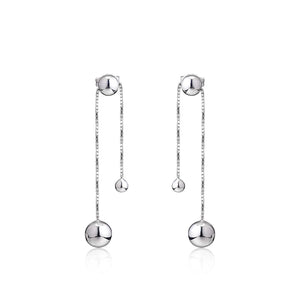 925 Silver Bead Drop Earrings Clear CZ Women Wedding Jewelry Gift