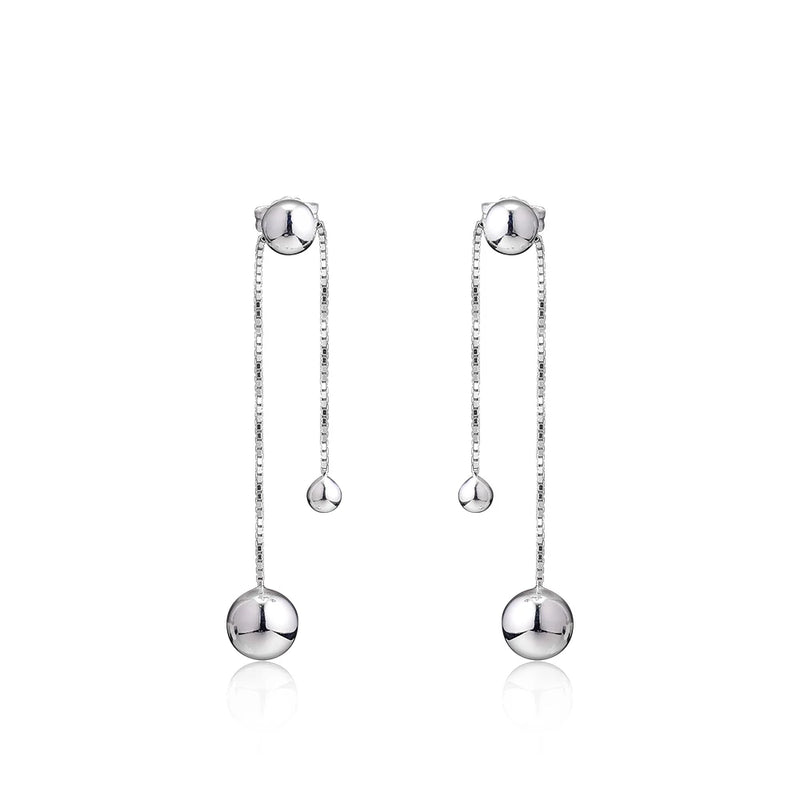 925 Silver Bead Drop Earrings Clear CZ Women Wedding Jewelry Gift