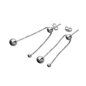 925 Silver Bead Drop Earrings Clear CZ Women Wedding Jewelry Gift