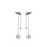 925 Silver Bead Drop Earrings Clear CZ Women Wedding Jewelry Gift