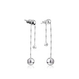925 Silver Bead Drop Earrings Clear CZ Women Wedding Jewelry Gift