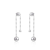 925 Silver Bead Drop Earrings Clear CZ Women Wedding Jewelry Gift