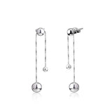 925 Silver Bead Drop Earrings Clear CZ Women Wedding Jewelry Gift