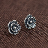 925 Silver Stud Earrings Clover Flower S925 Sterling Silver Vintage