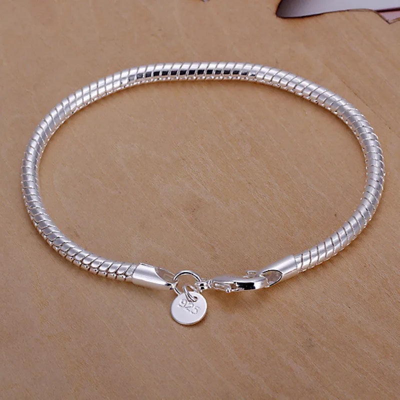 925 Silver Snake Bone Bracelet for Men and Women