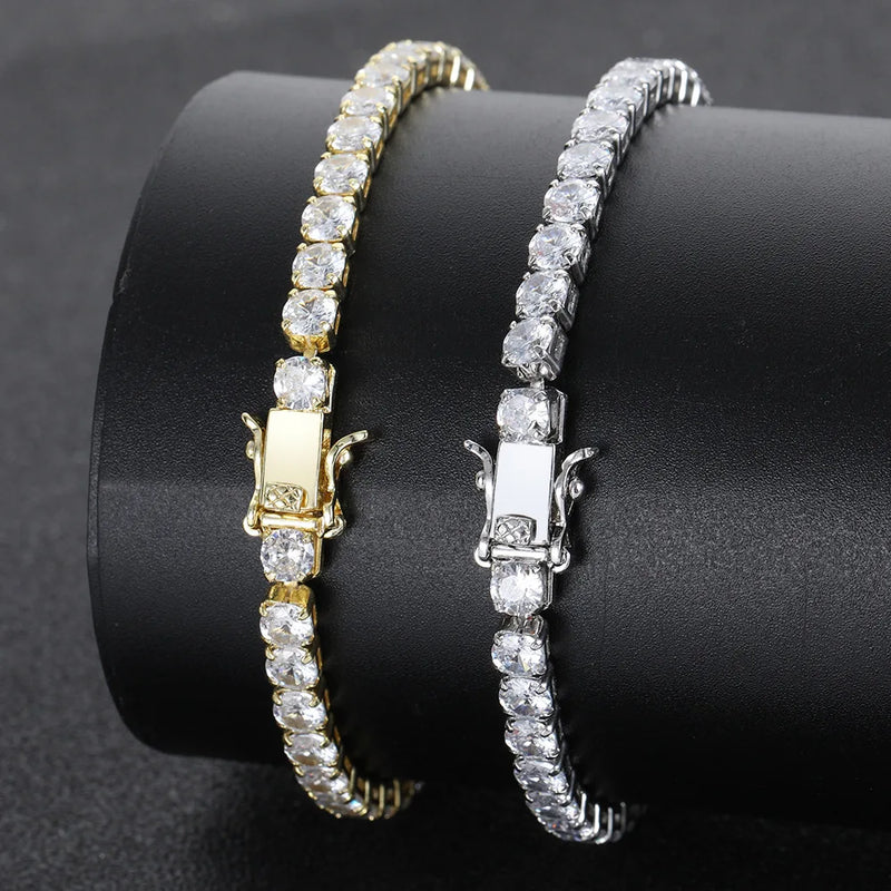 925 Silver Tennis Bracelet Charm Diamond Iced Out Fine Jewelry Women Accessories