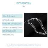 925 Silver Three Layer Beads Chain Bracelet Wedding Jewelry