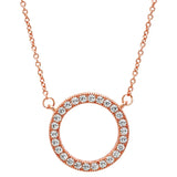 925 Silver Two Tone Heart Circle Collier Necklace Jewelry