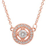 925 Silver Two Tone Heart Circle Collier Necklace Jewelry