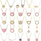 925 Silver Two Tone Heart Circle Collier Necklace Jewelry