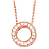925 Silver Two Tone Heart Circle Collier Necklace Jewelry