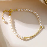 925 Silver Tiny Natural Pearl Bracelet Vintage Jewelry