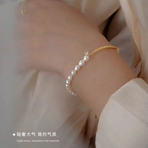 925 Silver Tiny Natural Pearl Bracelet Vintage Jewelry