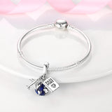 925 Silver Travel Charms Passport Plane Beads for Bracelet DIY Jewelry Gift