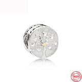 925 Silver Tree Love Ribbon Tie Leaves Charm Bracelet DIY