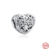 925 Silver Tree Love Ribbon Tie Leaves Charm Bracelet DIY