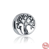 925 Silver Tree Love Ribbon Tie Leaves Charm Bracelet DIY