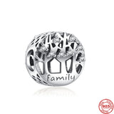 925 Silver Tree Love Ribbon Tie Leaves Charm Bracelet DIY