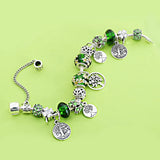 925 Silver Tree of Life Crystal Glass Bead Bracelet with Safety Chain