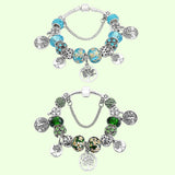 925 Silver Tree of Life Crystal Glass Bead Bracelet with Safety Chain