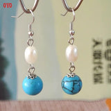 925 Silver Turquoise Pearl Earrings