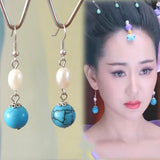 925 Silver Turquoise Pearl Earrings