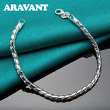 925 Silver Twist Bracelet Men Women