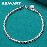 925 Silver Twist Bracelet Men Women