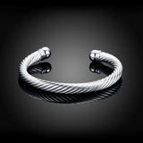 925 Silver Rope Cuff Bracelet Bangle for Women
