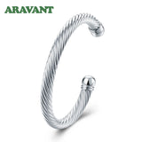 925 Silver Rope Cuff Bracelet Bangle for Women
