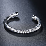 925 Silver Rope Cuff Bracelet Bangle for Women