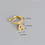 925 Silver A Letter Ear Cuff Clip On No Piercing Hoop Earring