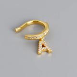 925 Silver A Letter Ear Cuff Clip On No Piercing Hoop Earring