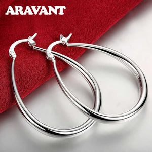 925 Silver U Shaped Hoop Earring For Women