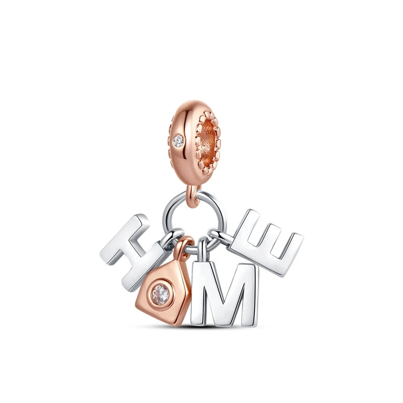 925 Silver Family Forever Beads Charm for Bracelet Necklace