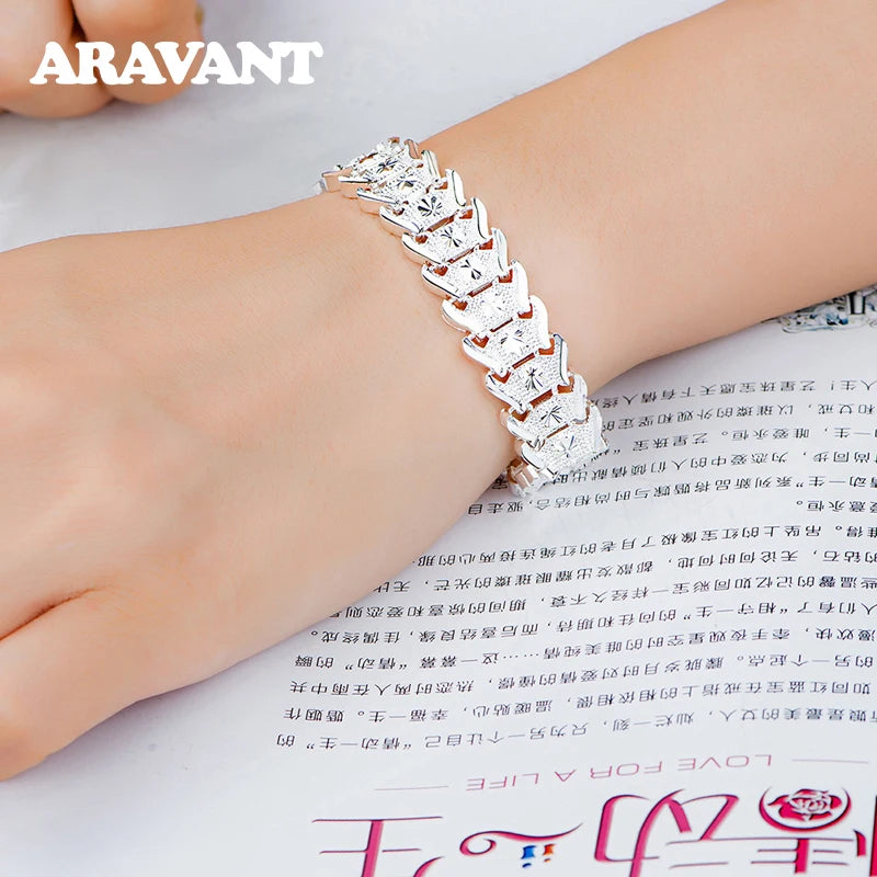 925 Silver Vintage Wide Chain Bracelet for Women