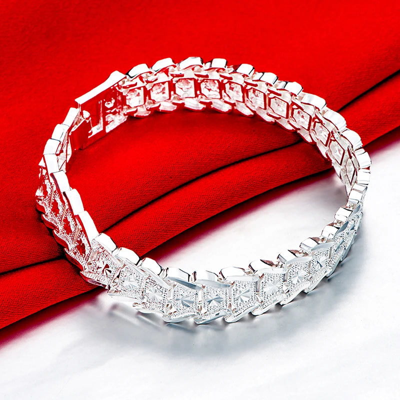 925 Silver Vintage Wide Chain Bracelet for Women